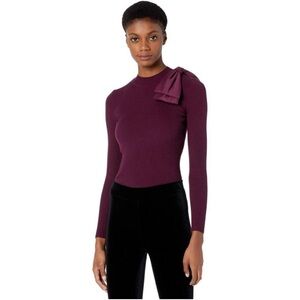 Ted Baker Extravagant Bow Jumper Ribbed Long Sleeve Sweater Purple Size 6